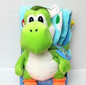 Super Mario YOSHI Throw And Pillow Set 40x50" Plush Throw Character Super Soft.